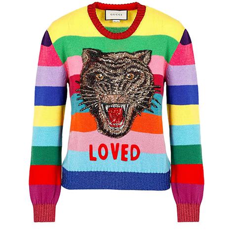 maglione gucci tigre arcobaleno|GUCCI: Maglione Gucci paricollo rosso Moti .